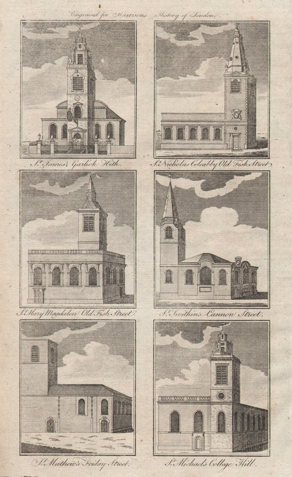 WREN CITY CHURCHES St James Nicolas Coleabby Mary Magdalen Swithin Matthew 1776